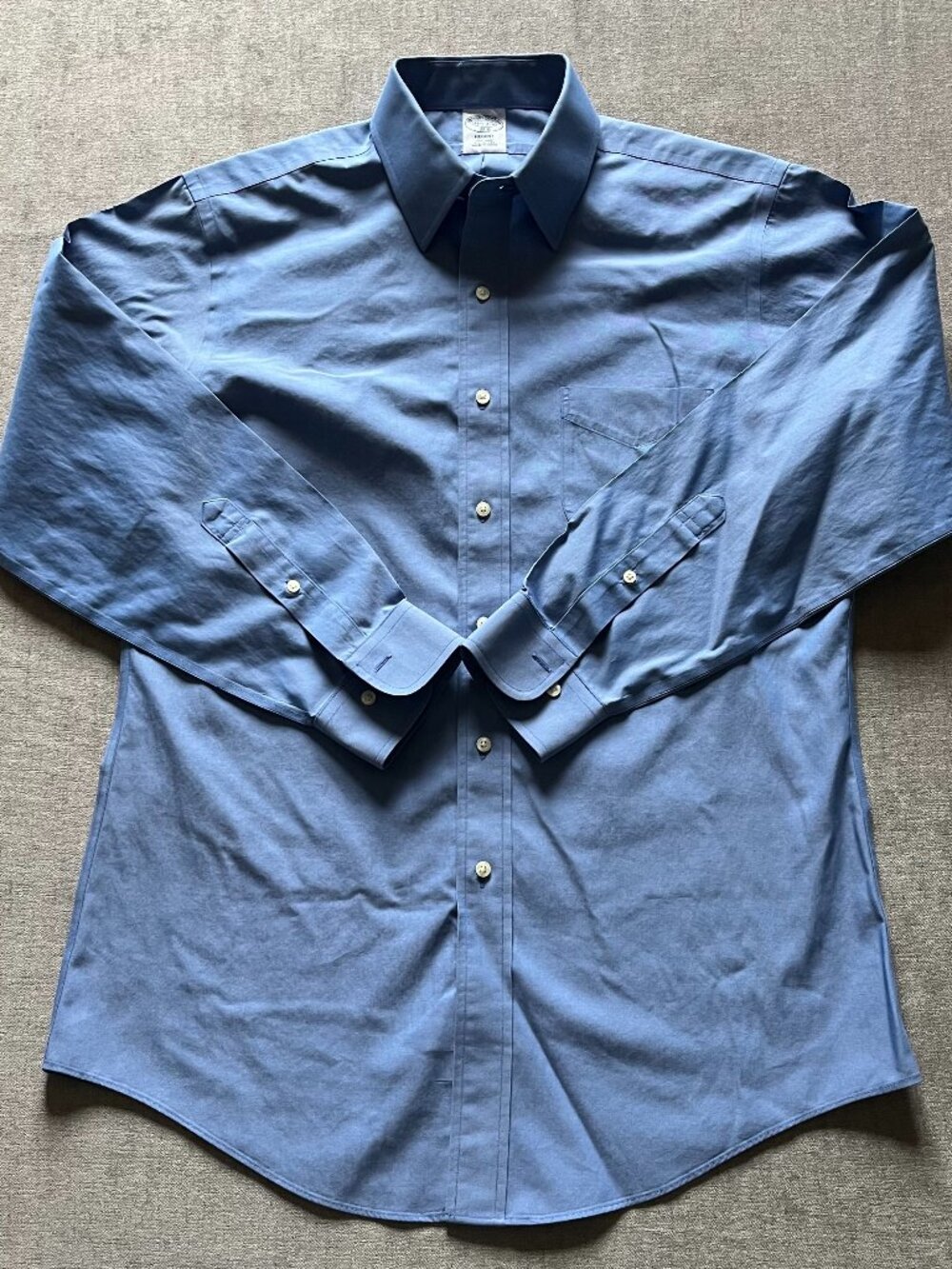 Brooks Brothers  Regent Dress Shirt Men 15.5 - 2/3 Blue Non Iron Cotton Pocket